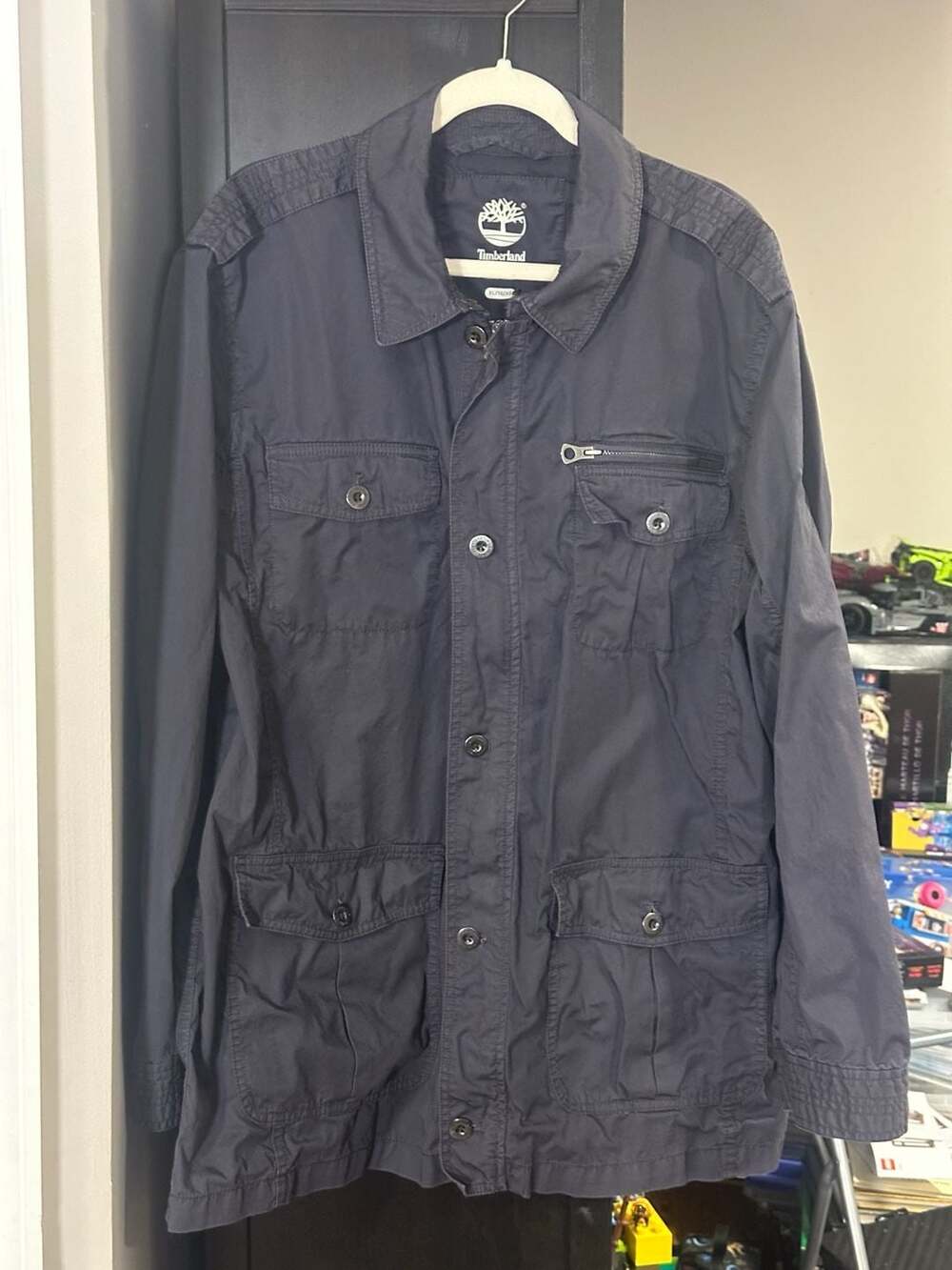 Timberland Men's Dark Gray Cotton Multi-Pocket Military Field Jacket XL